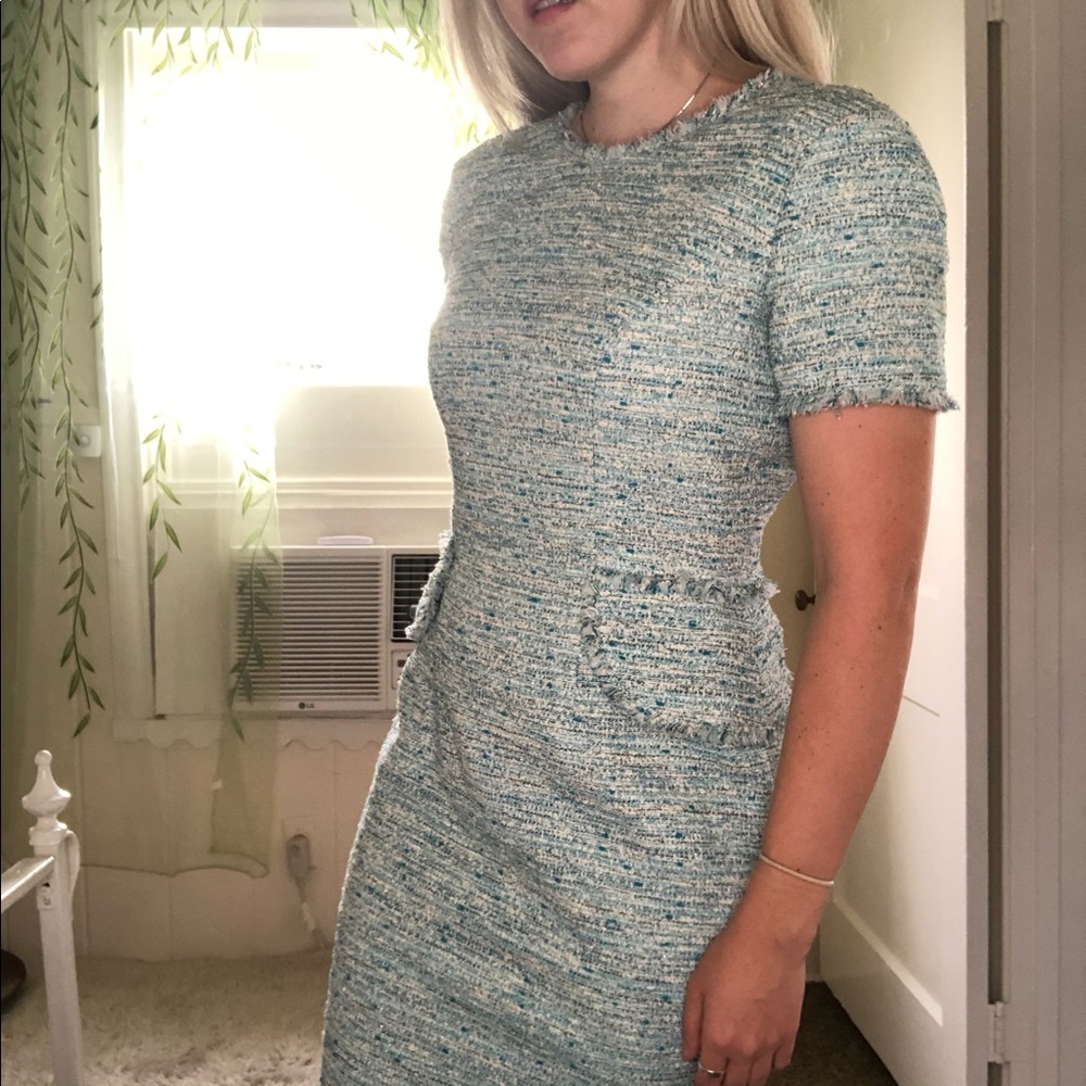 Baby Blue Tweed Knit Dress